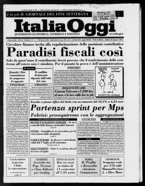 Italia oggi : quotidiano di economia finanza e politica